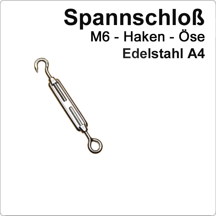 Edelstahlspannschloss Hacken/Öse M6 von Marinetech