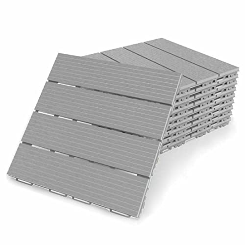 Balkon Terassenfliesen Patio Fertiger Interlocking Bodenbelag Deck Fliesen Innen Außen Garten Decking Déco 30x30 cm 8-Pack Grau von Morion