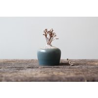 Braune Vase, Glasiert in Blau Und Weiß - Größe M Handgefertigte Keramik von MarionMartyCeramique