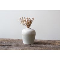 Emaillierte Vase in Weiß Und Grau - Größe M Handgefertigte Keramik von MarionMartyCeramique