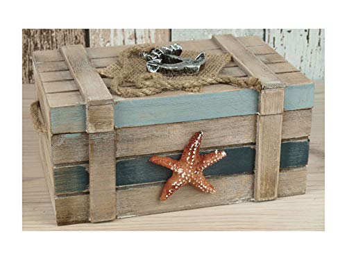 Maritime Holztruhe Truhe Schmucktruhe Box Schatulle Anker & Seestern 16x10x8cm von Maritime