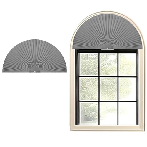 Bogenfenster-Schatten-Halbkreis-Plissee-Stick-On-Tool Lichtfilternde halbrunde Stoffschirme Leicht zu schneiden und zu installieren Bogenfensterverkleidungen für Halbmond-Bogenfenster, 1 Paneel Bogenfenster-Schatten-Halbkreis-Plissee-Stick-On-Tool Lichtfilternde halbrunde Stoffschirme Leicht zu schneiden und zu installieren Bogenfensterverkleidungen für Halbmond-Bogenfenster, 1 Paneel von Maritown