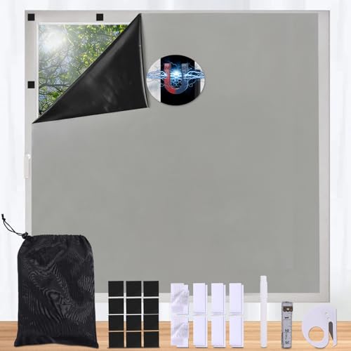 Maritown Magnetische Verdunkelungsrollos zum Aufkleben, einfach auf die gewünschte Größe zuschneidbar, passend für alle Fenster, Tragbares Verdunkelungsrollo mit 12 Magneten und Klebebändern von Maritown