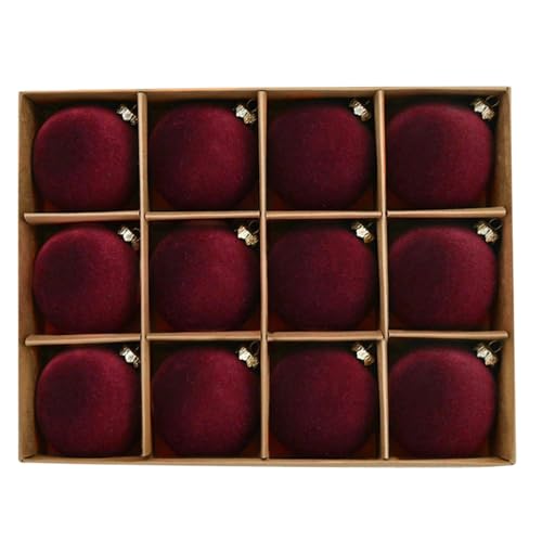 Maritown Weihnachtskugeln Samt Weihnachtsschmuck Kugeln 24 Stück 2,4 Zoll beflockte Kunststoff bruchsichere Weihnachtskugeln Urlaub Party hängende Dekorationen für Weihnachtsbaum Dekor von Maritown
