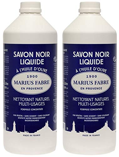 Marius Fabre - MARSEILLER Black SOAP Liquid Olivenöl - Natürliche Mehrzweckreiniger - Set von 2 Flaschen 1 Liter von Marius Fabre