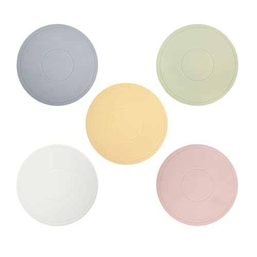 Marjoramy 5 Stück Topfuntersetzer Silikon Rund 15 cm, Untersetzer Topf rutschfeste, Runde Pfannenuntersetzer, Topfuntersetzer Htzebeständig, Untersetzer Küche Silikon, Rundes Wärmedämmkissen 5 Farben von Marjoramy