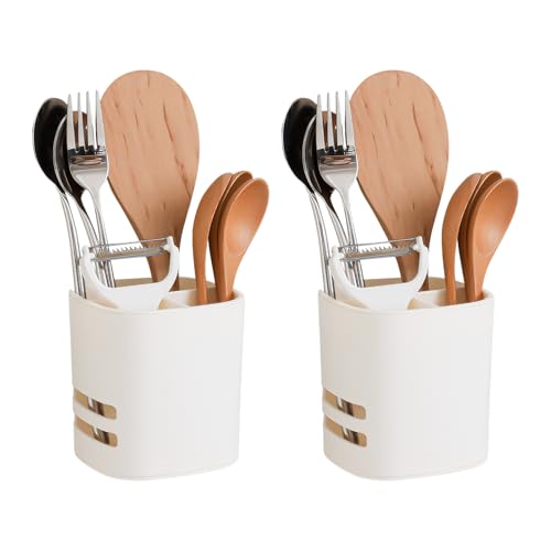 Marjoramy Besteckkorb,Küchenutensilienhalter,Besteckhalter mit 3 Fächern,Besteckhalter für Spüle und Kochlöffelhalter,Spoon Holder, Utensil Holder Zum Aufbewahren von Messern、Gabeln und Löffeln von Marjoramy