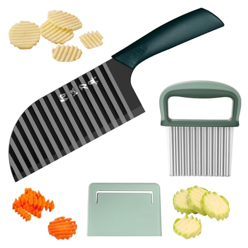 Marjoramy Wellenschneider Für Pommes, 2 Stück Wellenmesser Für Gemüse,Pommes Wellenmesser Edelstahl + Riffelmesser Mit Schutzhülle,Kartoffelschneider Pommes, Obst & Gemüse,Salat Marjoramy Wellenschneider Für Pommes, 2 Stück Wellenmesser Für Gemüse,Pommes Wellenmesser Edelstahl + Riffelmesser Mit Schutzhülle,Kartoffelschneider Pommes, Obst & Gemüse,Salat von Marjoramy