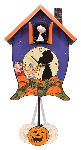 Mark Feldstein & Associates Peanuts Gang Snoopy Linus Lucy It's The Great Pumpkin Halloween Kuckucksuhr 43,2 cm spielt gruselige Geräusche von Mark Feldstein & Associates