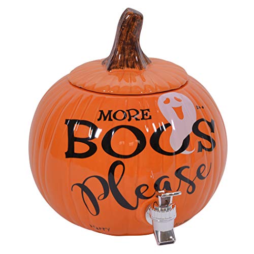 More Boos Please Pumpkin Orange 11 x 11 Glänzender Keramik Halloween Getränkespender von Mark Feldstein & Associates