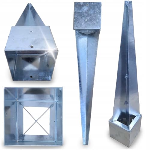Einschlagbodenhülse 100 x 100 mm Länge 900 mm Pfostenträger Feuerverzinkt Einschlaghülse für Vierkantholzpfosten Bodenhülse Anker Stahl Bodenanker von Mark