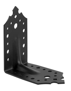 SDKP1-4 St. Winkelverbinder 115x115x95x2.5 mm mit Rippe Sicke Lochwinkel Bauwinkel Holzverbinder Balkenwinkel Verbinder Pulverbeschichtung Schwarz Dekorativ von Mark