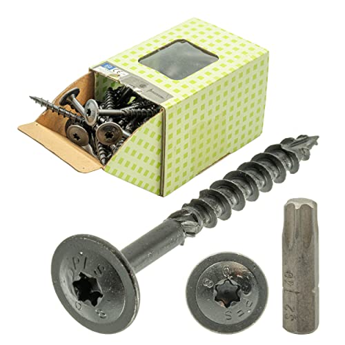 Tellerkopfschrauben schwarz 8 x 80-50 St. Inkl. BIT Holzbauschrauben Tellerkopf Torx schwarze Schrauben Tellerkopfschrauben schwarz 8 x 80-50 St. Inkl. BIT Holzbauschrauben Tellerkopf Torx schwarze Schrauben von Mark