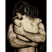 Umarmung Holzkohle Portrait von MarkSeamansArt
