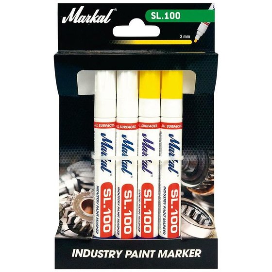 Markal® - Industrie-Lackmarker-Set SL.100 weiß/gelb 4er-Set von Markal