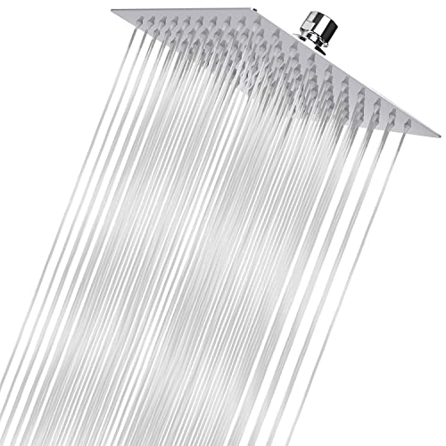 20cm Großer Regenbrause - Markcco Quadrat Hochdruck Duschkopf aus Edelstahl 304 - komfortables Duscherlebnis auch bei niedrigem Wasserdruck - installierbar an der Wand oder Decke (Chrom) von Markcco