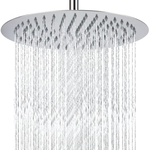 40cm Regenbrause, Markcco Kreisförmiger Hochdruck Duschkopf aus Edelstahl 304, komfortables Duscherlebnis auch bei niedrigem Wasserdruck, installierbar an der Wand oder Decke (40cm, Chrom) von Markcco