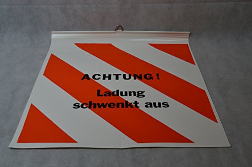 2 X Warnflagge für Langholzfuhrwerke 50 X 50 CM Robust LKW Plane beidseitig beschriftet mit: - Achtung Ladung schwenkt aus - Endfahne Schlussfahne 50 x 50 cm Warnflagge überstehende Ladung Finne von Markenlos