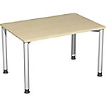 4 Fuß Flex Schreibtisch höhenverstellbar, 1200x800x680-800, Ahorn/Silber von Unbranded