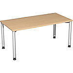 4 Fuß Flex Schreibtisch höhenverstellbar, 1600x800x680-800, Buche/Silber von Unbranded