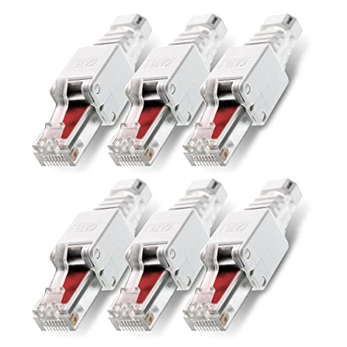 NAUC 6 Stück Netzwerkstecker werkzeuglos RJ45 CAT6 LAN Ethernet Kabel Stecker CAT5 CAT7 Verlegekabel Patchkabel Netzwerkkabel Toolless Modular Plug Connector Crimpstecker von NAUC