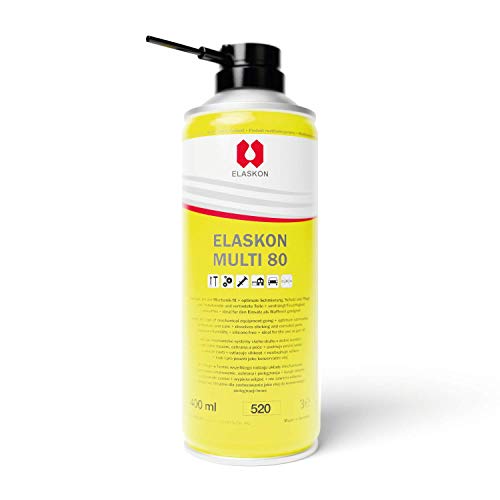 ELASKON Multi 80 – Multifunktionsspray silikonfrei 400 ml/vielseitiges Kriechöl/Rostlöser Spray/Fettspray für Schmierung, Schutz und Pflege/Korrosionsschutz Spray/Schmieröl Spray von ELASKON