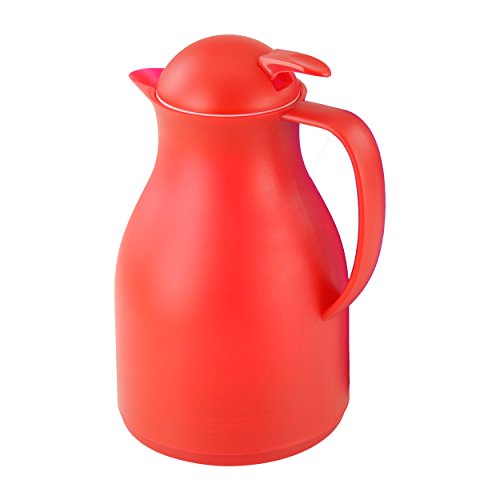 Isolierkanne Thermoskanne Kaffeekanne 1,0 ltr. für ca. 8 Tassen in rot, Kunststoff von Markenlos