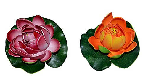 Markenlos 2er/Set Künstlich Seerosen, 10cm Aquarium Pflanze, Dekoseerose Teichrose Teichblume Teichpflanze klein von Markenlos