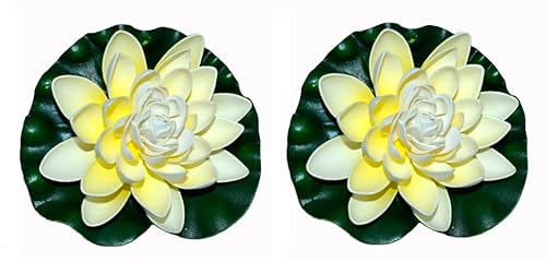 Markenlos 2er/Set Künstlich Seerosen, 18cm Aquarium Pflanze, Dekoseerose Teichrose Teichblume Teichpflanze von Markenlos