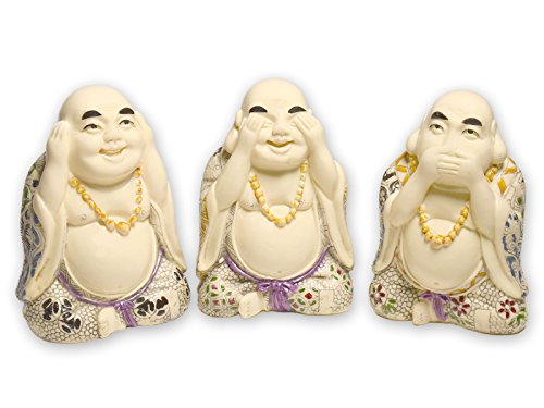 Markenlos 3 Buddha Figuren, Nichts SEHEN, Nichts HÖREN, Nichts Sagen, FENG Shui, ABWEHRZAUBER von Markenlos