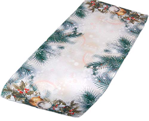Bezaubernde Tischdecke Läufer Tannenzweige grün Weihnachten Weihnachtsdecke Digitaldruck (Tischläufer 40x85 cm) von Markenlos