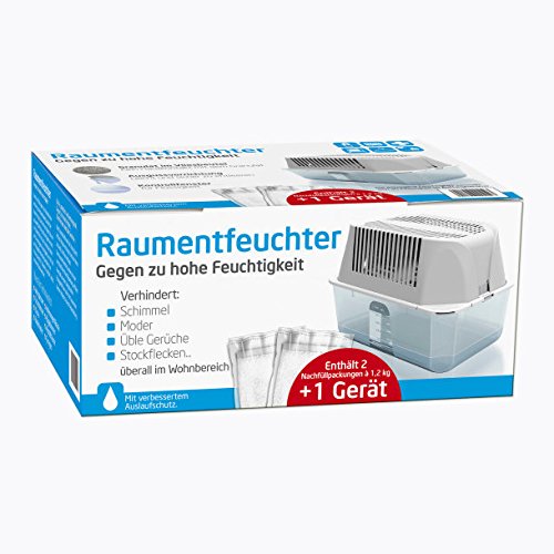 Raumentfeuchter Set - inkl.2 x1,2Kg Nachfüllpackung -verhindert Schimmel Gerüche von Markenlos