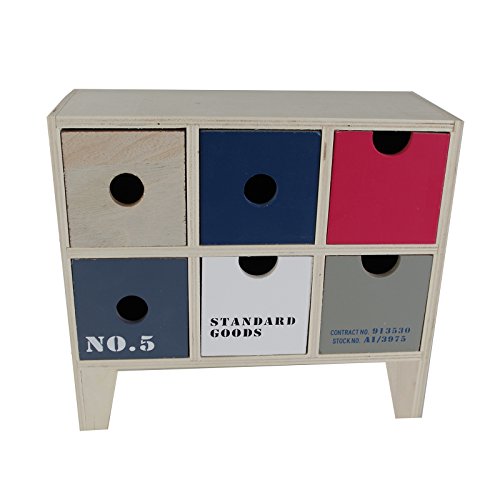 Schubladenschrank Mini 6Fächer Holz 24x21x10cm Schubladenkommode Schränkchen von Markenlos