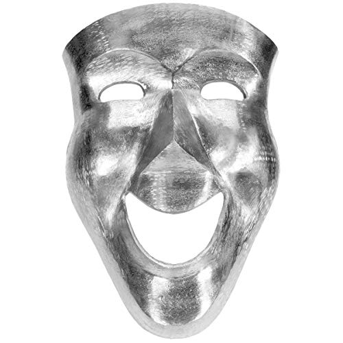 Wanddeko Maske 46cm Alu Silber oder Gold Wandbild Wanddekoration Karnevalsmaske, Farbe:Silber von Markenlos