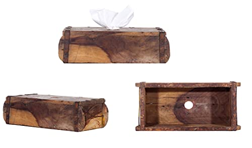 Ziegelform Holz Tissuebox Braun Loch-Rund ca.30x15cm Kosmetiktuch-Box Taschentuch Laursen von Markenlos