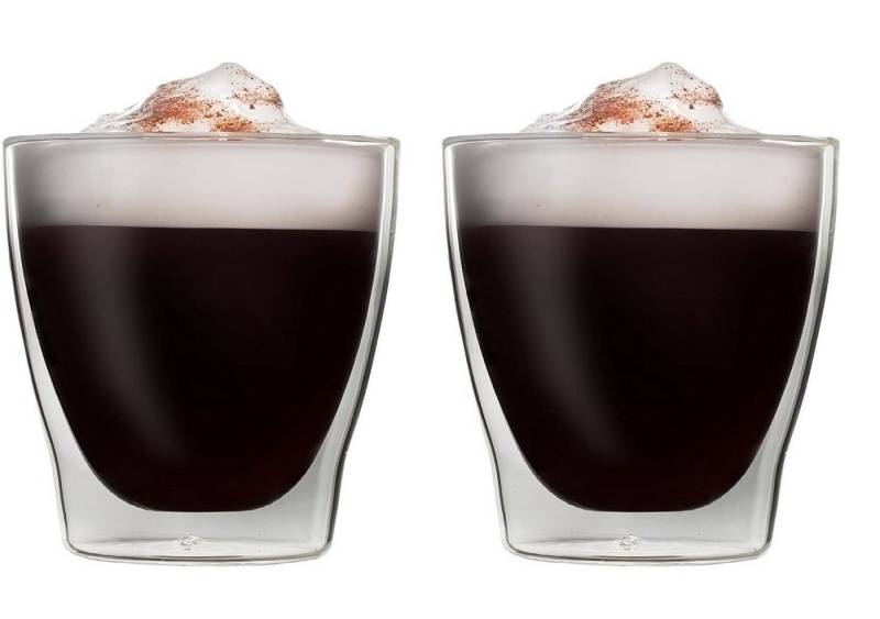 Markenwarenshop-Style Gläser-Set 2x Doppelwandig Espresso Latte Kaffee Glas Thermoglas 200ml, Glas von Markenwarenshop-Style