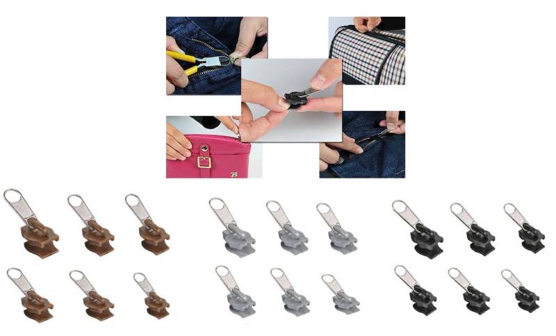 Markenwarenshop-Style Reißverschluss 3x6 Stück ZipperBlizz Reißverschluss Reparatur Set Reißverschluss von Markenwarenshop-Style