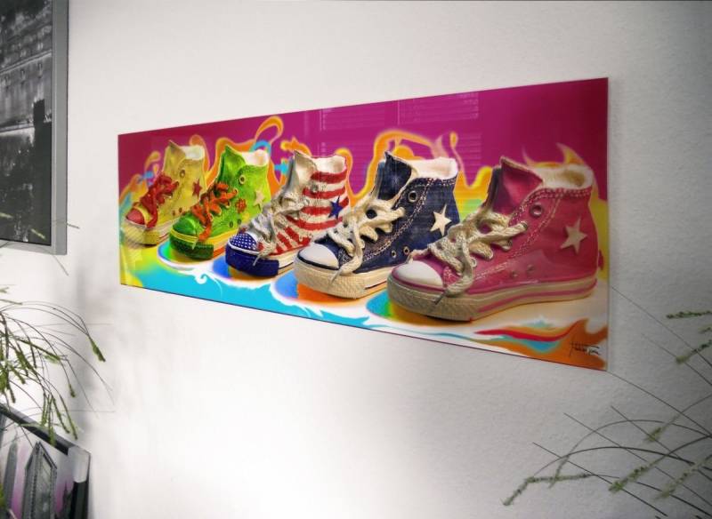 Markenwarenshop-Style Wandbild Glasbild "Chuck`s" 95x33cm, Glasbilder Wandbild Bild von Markenwarenshop-Style