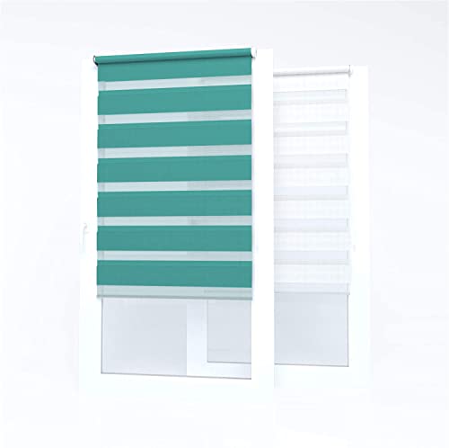 Market-Alley Doppelrollo Klemmfix Rollos ohne Bohren Klemmrollo Duo Rollo Fensterrollo lichtdurchlässig & verdunkelnd für Fenster und Tür (Aqua ; 100 x 150 cm ; BxH) von Market-Alley