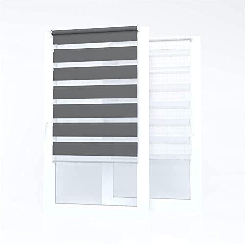 Market-Alley Doppelrollo Klemmfix Rollos ohne Bohren Klemmrollo Duo Rollo Fensterrollo lichtdurchlässig & verdunkelnd für Fenster und Tür (Graphit / 85cm x 150cm / BxH) von Market-Alley