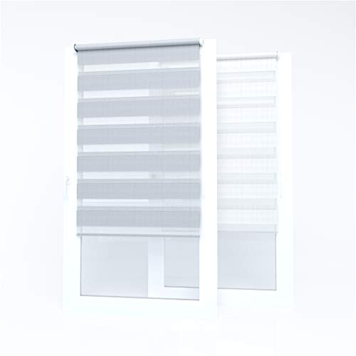 Market-Alley Doppelrollo Klemmfix Rollos ohne Bohren Klemmrollo Duo Rollo Fensterrollo lichtdurchlässig & verdunkelnd für Fenster und Tür (Grau / 100cm x 150cm / BxH) von Market-Alley