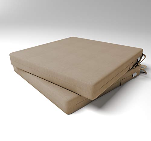 Market-Alley Stuhlkissen Sitzkissen mit Bänder für Gartenstuhl, Küche oder Esszimmerstuhl Stuhlauflage (103 Beige 40x40x4cm - 2er Set) von Market-Alley