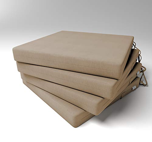 Market-Alley Stuhlkissen Sitzkissen mit Bänder für Gartenstuhl, Küche oder Esszimmerstuhl Stuhlauflage (103 Beige 40x40x4cm - 4er Set) von Market-Alley