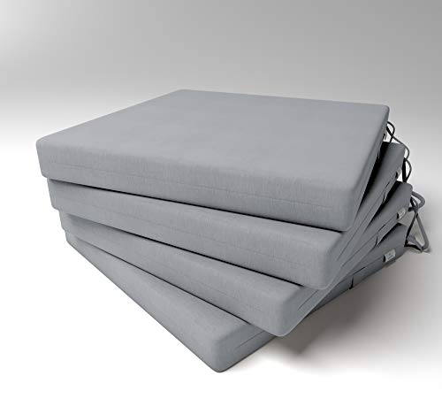 Market-Alley Stuhlkissen Sitzkissen mit Bänder für Gartenstuhl, Küche oder Esszimmerstuhl Stuhlauflage (121 Grau 40x40x4cm - 4er Set) von Market-Alley