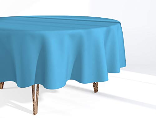 Market-Alley Tischdecke Tischwäsche Pflegeleicht Tischtuch Tischdekoration Tafeltuch Uni einfarbig rund (113 Hellblau ; rund 100cm) von Market-Alley