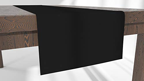 Market-Alley Tischläufer Waschbar Tischläufer für Esstisch Pflegeleicht Tischdekoration Uni einfarbig rechteckig (124 Schwarz ; 40cm x 120cm) von Market-Alley