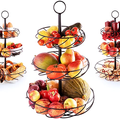 Marks & Rivers Obst Etagere 3 Stöckig XL | Super Stabile Obstschale Etagere 3 Etagen schwarz für elegante Obst Aufbewahrung in Küche & Wohnzimmer | Obstkorb Etagere Metall modern von Marks & Rivers