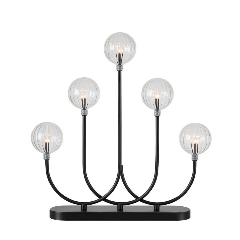 LED-Kerzenhalter Enys, schwarz/klar, Eisen/Glas, 5-flammig von Markslöjd