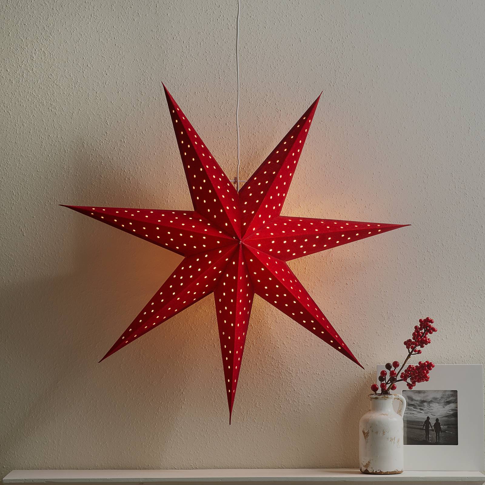 Stern Clara zum Hängen, Samtoptik Ø 75 cm, rot von Markslöjd