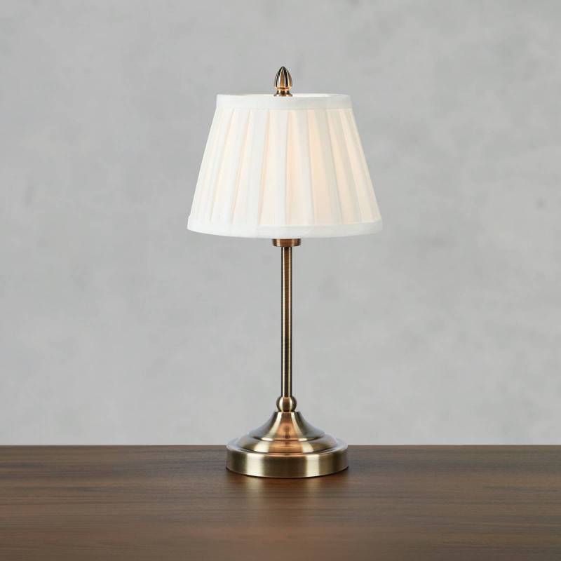 Tischlampe Oxford, messingfarben, Höhe 43 cm, Metall/Stoff von Markslöjd
